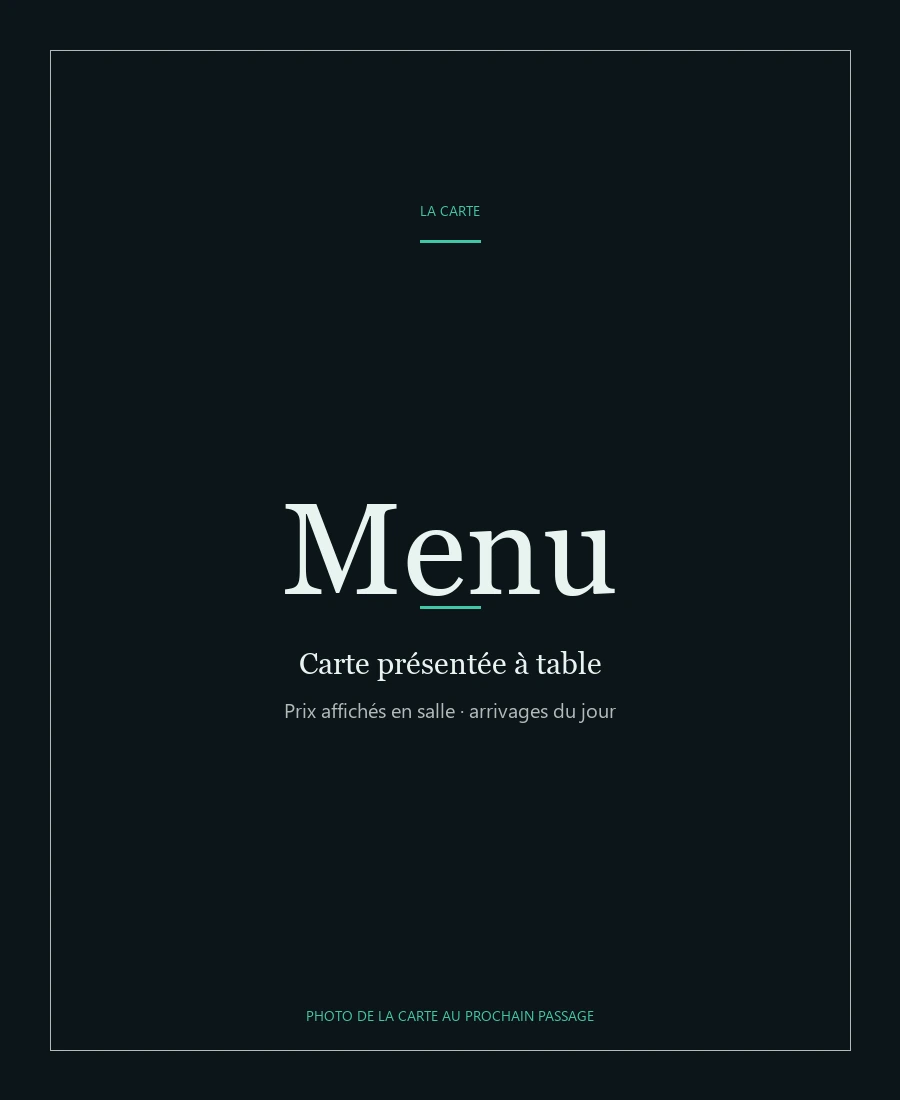 Carte Vini Vini Fish N'Chill, photo de la carte au prochain passage